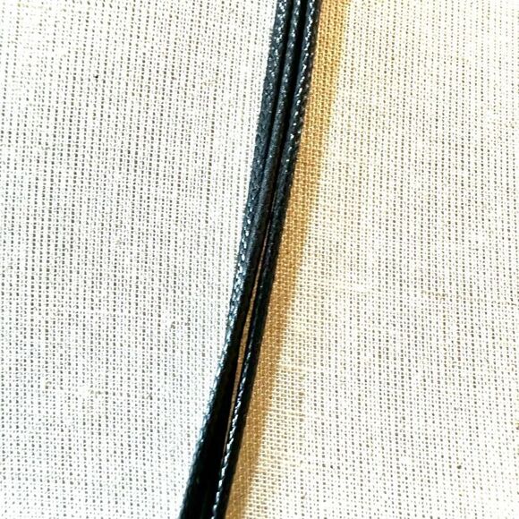 Round silver tone pendant necklace on long black cord - Picture 8 of 10